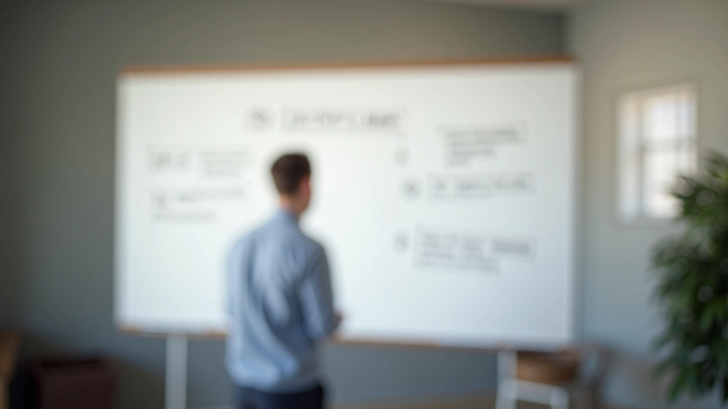 Person pointing at whiteboard with script outline and timing notes